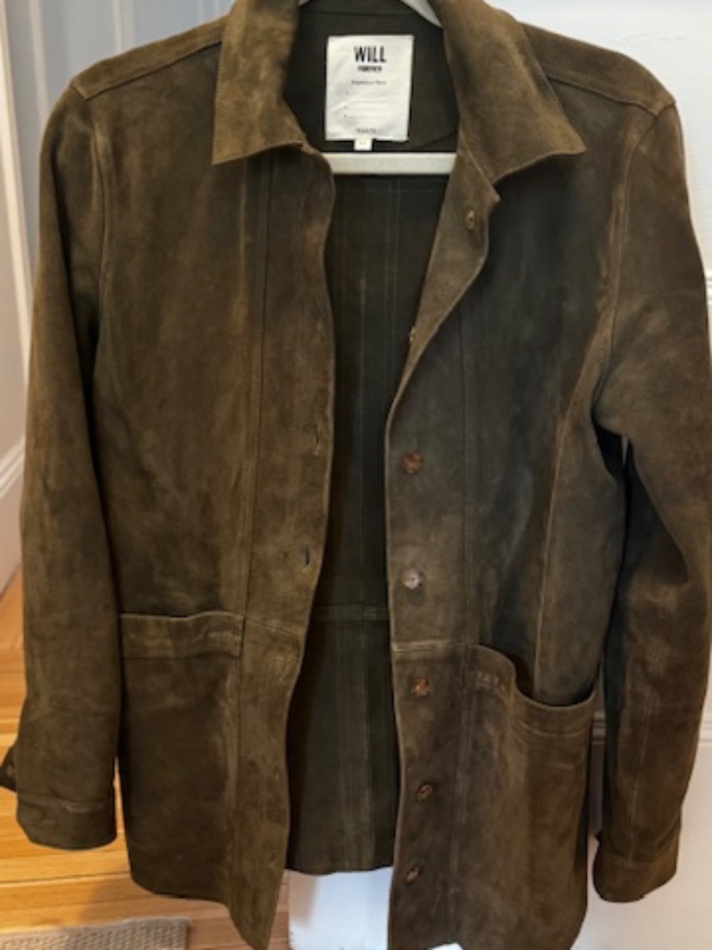 Sezane Will Jacket XS in Suede (Green/Brown)